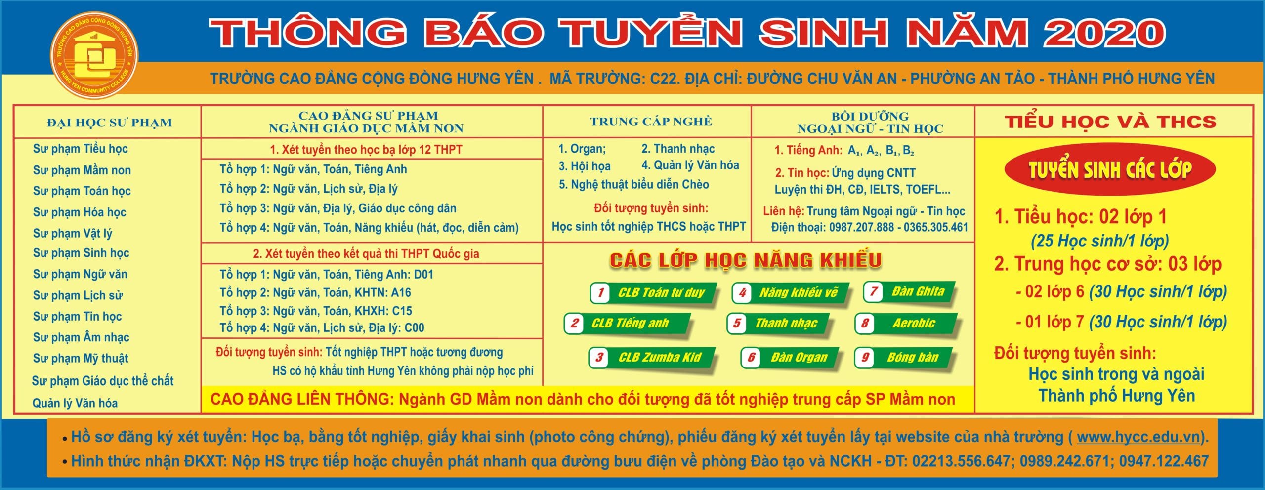 PHỤ LỤC: Thông báo Nhận hồ sơ Tuyển sinh Đại học vừa làm vừa học năm 2020