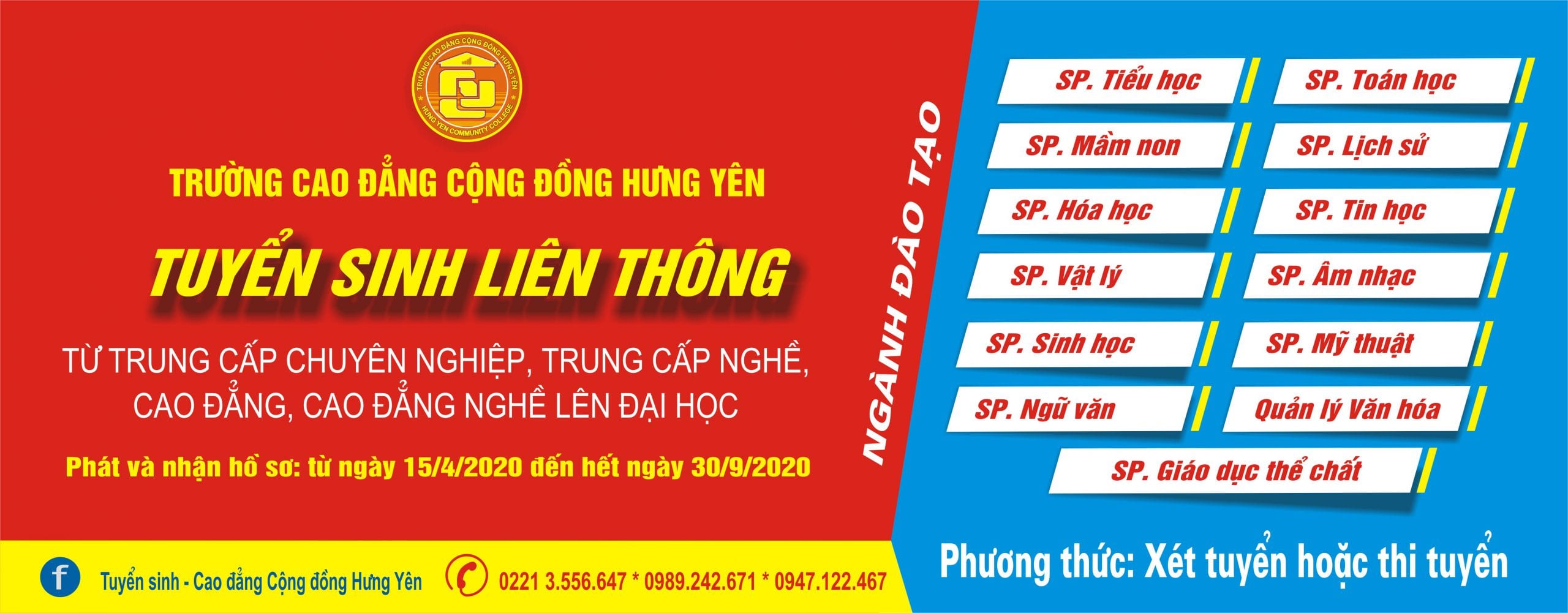 Thông báo nhận hồ sơ tuyển sinh Đại học liên thông vừa làm vừa học năm 2020